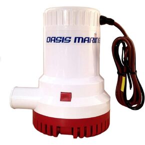 OASIS MARINE 2000 GPH 12v Bilge Pump Submersible Boat Water Pump Marine Plumbing 1-1/8 hose outlet (29 mm)