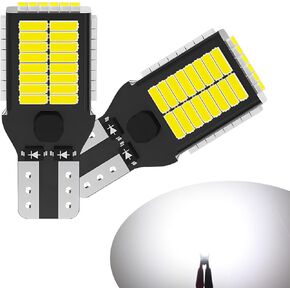 Slykew 2 PCS T15 Car LED Reversing Light, 13.8mm x 31.3mm 4014-50WFPC CANBUS High-bright Decoding Tail Light Replacement, 360° No Blind Angle Lighting Accessory, Compatible with Most Cars (White) in Saudi Arabia