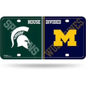 Rico Industries NCAA Michigan Wolverines House Divided Metal Auto Tag 8.5" x 11" - Great for Truck/Car/SUV