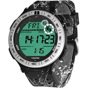 100m Underwater Watch Pedometer for Men Boys Waterproof Swimming Watch with Lap Stopwatch and Alarm Clock Function, 12/24 Hour Format Selectable