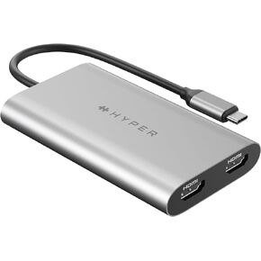 HyperDrive Dual 4K HDMI Adapter for M1/M2 MacBook 2X HDMI, Pass-Through Charging