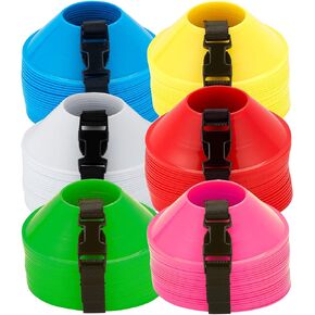American Challenge - Agility Soccer Mini Disc Cones with Carry Strap, Sports Cones for Drills and Training Football, Basketball, Coaching, Practice Equipment for Kids and Adult