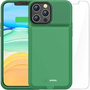 حافظة بطارية لهاتف iPhone 13/13 Pro، غطاء شاحن محمول ممتد بقدرة 7000 مللي أمبير في الساعة مع حافظة شحن ناعمة من مادة TPU لهاتف iPhone 13 وiPhone 13 Pro (6.1 بوصة) رمادي in Kuwait