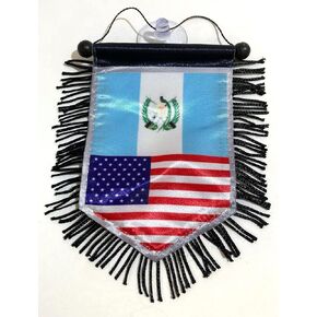 Guatemala American mini banner sports flag for car and home decoration door window wall small flag hanging decor accessories sticks to glass quick easy (Guatemala USA 01)