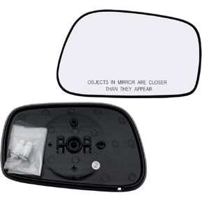 Passenger Right Side Mirror Glass Assembly With Plastic Back Plate (Non-Heated) Compatible with 2003-2008 Toyota Corolla Matrix, 2003-2008 Pontiac Vibe