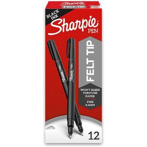 Sharpie Plastic Point Pen, 12-Count (Fine Point, Black)