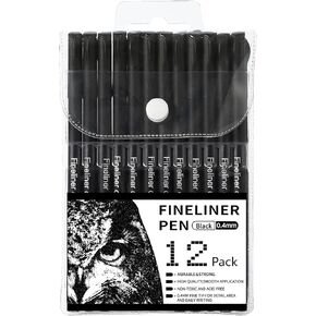 RIANCY 0.4mm Fineliner Planner Pens 36 Fine Point Black Ink Felt Tip Markers Sipa Porous Pens for Note-Taking Drawing Journaling Writing School Office Art Supplies