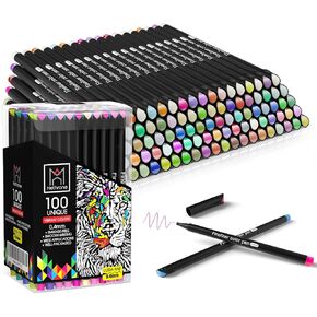 أقلام هيثرون ذات الرأس الرفيع - أقلام ملونة، أقلام تحديد للمجلات، أقلام مخططة للمذكرات اليومية، تدوين الملاحظات المكتبية، 100 لون in Kuwait