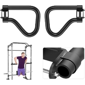 SELEWARE Solid Dip Bar Attachment for 2" x 2" or 3" x 3" with 1", 1/2" or 5/8" Hole Power Cage Squat Rack, Set of 2 Dip Bar Muti-Grip Handles for Strength Training, Double Welding Design