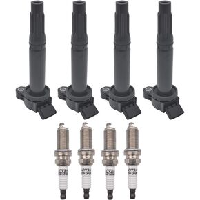 Ignition Coil Pack Iridium Spark Plug UF487 Set of 4 Compatible with Toyota Lexus Avalon Camry Highlander RAV4 ES300h