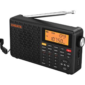 XHDATA D109WB Portable Radio AM/FM/SW/LW/WB Weather Radio Shortwave Radio Receiver with NOAA Alert, Battery Operated Great Sound Wireless BT Mp3 Speaker, SOS Alert Alarm Clock Sleep Function
