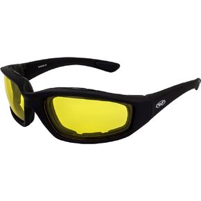 Global Vision Kickback Photochromic - Light Adjusting Lens Yellow Tint to Smoke - EVA Foam Padded Motorcycle Sunglasses