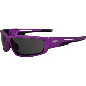 Global Vision Sly Padded Motorcycle Glasses for Women Sunglasses Purple Metallic Frame w/Smoke Lenses