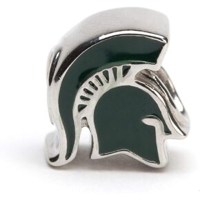 MSU Spartan Helmet Charm for Bracelets - Michigan State Spartans Charm - Hypoallergenic Stainless Steel Bracelet Beads - Michigan State Jewelr for Women