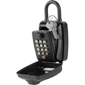 Key Lock Box, Waterproof Hanging Key Storage Box for Outside, 12-Digit Combination Large Capacity Lock Box, Security Spare Key Hider for House Garage Office