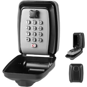 Key Lock Box, Large Capacity Key Storage Box with Hanging Ring, 12-Digit Keyboard Combination, Resettable Code, Waterproof Security Lock Box for Home, Office, Outdoor