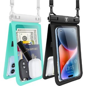 NJJEX Double Space Waterproof Phone Pouch [2 Pack] Cell Phone Dry Bag Case for S24 Ultra S23 S22 S21+ S20 S10 S9 Note 20 A13 A03s A02s A12 A32 A14 A15 A23 A71 iPhone 15 Pro Max 14 13 12 11 Xr X 8+ 7