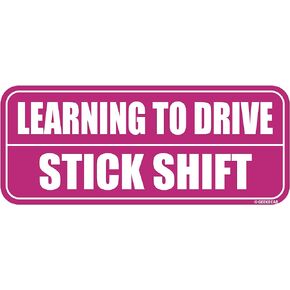 GEEKBEAR Learning to Drive Stick Shift Car Magnet - Colorful, Reflective, Weather-Resistant - Rectangular 8.7 x 3.5 in (Black/Black)