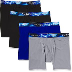 Hanes Men's Sport X-Temp Ultra Lightweight Long Leg Boxer Brief 4-Pack