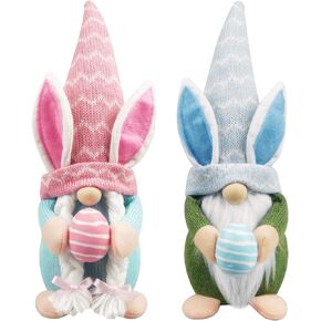 2 PCS Easter Gnomes Plush Decor with Easter Egg Easter Bunny Gnome Plush for Kids Easter Day Gift Desktop Home Decor