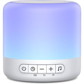 Easysleep White Noise Sound Machine with 30 Soothing Sounds 12 Night Light 32 Volume 3 Timers Portable Sleep Aid Machine for Office Noise Canceling Nursery Travel Lullaby & Rain Sound for Baby, Adults