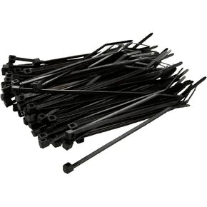8 inch Black Heavy Duty Zip Ties (100 Pack) 50lbs Tensile Strength, Nylon Cable Wire Ties for Indoor and Outdoor, Artificial Faux Ivy Fence Privacy Screen