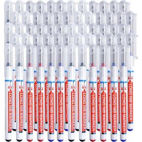 CHAN&SIJIA 60 PCS Long Nib Marker Pens Carpenter Pens deep hole marker Pens long reach marker Black Red Blue for Wood Car Glass Mark Hardware Repair construction Marker