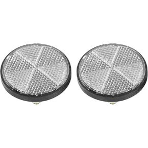 Pair M6x1.0 White Plastic Universal Screw Mount Reflective Warning Reflector for Motorcycle Bike