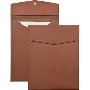 VANRA 1 Piece PU Leather File Folder Vertical A4 Document Holder File Envelope Waterproof Leather Portfolio Case Filing File Organizer for Letter Size with Magnetic Button Closure (Navy Blue)