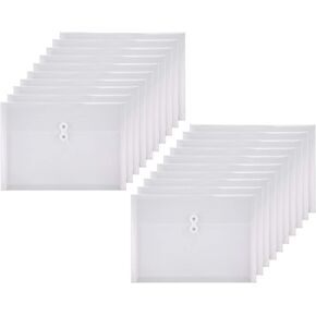 Clear String Closures Poly Envelopes Side Opening Folder Pocket Pack of 20 Bottom with Expanding Gusset