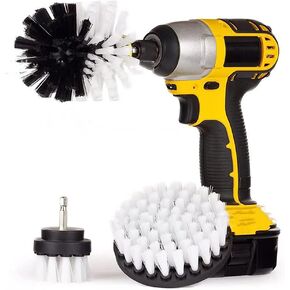 [3 Pack Set] Auto Detailing Drill Brush Set, Wheel Cleaner Brush, Car Cleaner Wash Brush Supplies Kit Fit Tire, Car Mats, Floor Mat, Bathroom and Auto Power Scrubber Brush Cleaning Sets