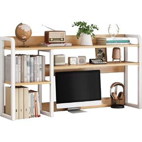 Aupekro 2 Tier Desktop Bookshelf for Computer Desk, Countertop Hutch Bookcase Organizer, Metal Desktop Shelves Organizer, Desk Storage Hutch Display Rack for Home, Dorm, Office Supplies in Kuwait