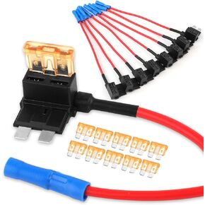 Fuse Tap Mini 12V Car Add-a-Circuit Fuse TAP Adapter Fuse Holder with 15 Amp 10 Pack Mini Blade Fuse ATM APM Set for Cars Trucks Boats Marine