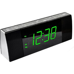 iTOMA Bedside Alarm Clock Radio with Bluetooth Speaker, Dimmable Jade Green LED Display, FM Radio with Sleep Timer, Dual Alarm with ON/Off Push-Button, Snooze, 12/24H CKS503U
