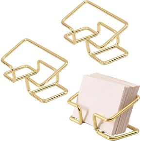3 Pack Gold Business Card Holder Desk, Metal Business Card Display Stand, Modern Name Business Card Organizer for Desktop Office Home Reception School Women Men (Gold)