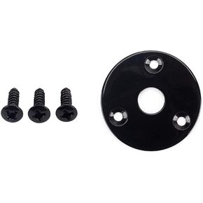 Round Guitar Jack Plate Indented 1/4 Inch Guitar Pickup Output Input Jack Socket Plate Metal Jack Plate with Screws for Electric Guitar Bass (Black)