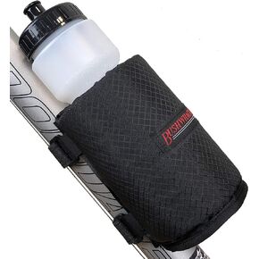 Olympia Insulated Bicycle Water Bottle Holder w/ 28 Ounce BPA Free Bottle - Mounts with Straps No Tools Hardware Screws Required - Attaches to Top Down Seat Tube - Bike Cage Cycling Mount