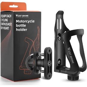West Biking Motorcycle Water Bottle Holder - Size Adjustable for 2"-3"Diameter Bottles Motorcycle Cup Holder - Durable Bike Cup Holder with Screw Tool - Bicycle Drink Cage Suit for Handlebar & Frame