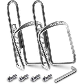 Aduro Bike Water Bottle Holder Aluminum Cage, [2X Pack] Bicycle Water Bottle Mount Lightweight for Cycling Fits Any Bike with Easy Installation (Silver)