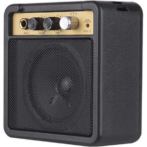 Mini Guitar amp, Mini Guitar Amplifier Amp Speaker 1W with 6.35mm Input 1/4 Inch Headphone Output Supports Volume Tone Adjustment Overdrive