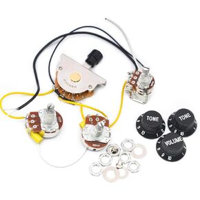 SAPHUE 2T1V Coil Splitting Guitar Wiring Harness Prewired Circuit 5 Way Blade Switch/Push Pull-500K Switch Guitar Harness