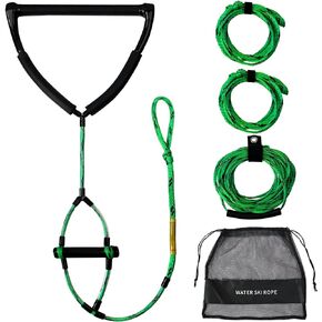 75ft Wakeboard Water Ski Kneeboard Rope with 15in Floating Handles,4 Sections Watersports Tow Rope for Tubing