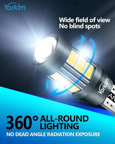Yorkim 921 LED لمبة عكس الأضواء Canbus 912 LED لمبة احتياطية أضواء T15 LED لمبة 3600 لومن W16W 906 استبدال للأضواء العكسية LED أضواء احتياطية أضواء البضائع، 6000K زينون الأبيض، حزمة من 2 in Kuwait