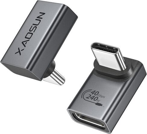 XAOSUN USB C 90 Degree Adapter 2 Pack, 240W 40Gbps USBC Angle adapters, Thunderbolt 4 Right Angle Adapter Compatible with Steam Deck, ROG Ally, MacBook, Switch, iPhone 17 16/15 in Kuwait