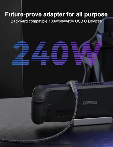 XAOSUN USB C 90 Degree Adapter 2 Pack, 240W 40Gbps USBC Angle adapters, Thunderbolt 4 Right Angle Adapter Compatible with Steam Deck, ROG Ally, MacBook, Switch, iPhone 17 16/15 in Kuwait