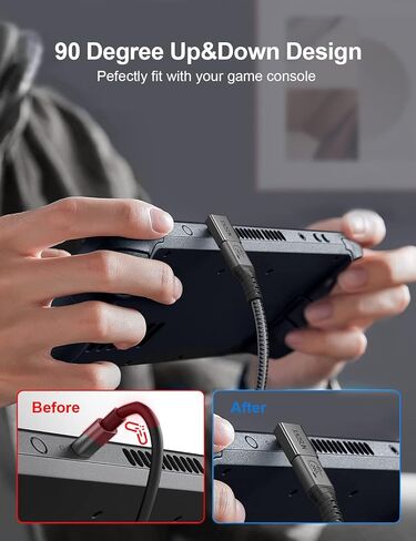 XAOSUN USB C 90 Degree Adapter 2 Pack, 240W 40Gbps USBC Angle adapters, Thunderbolt 4 Right Angle Adapter Compatible with Steam Deck, ROG Ally, MacBook, Switch, iPhone 17 16/15 in Kuwait