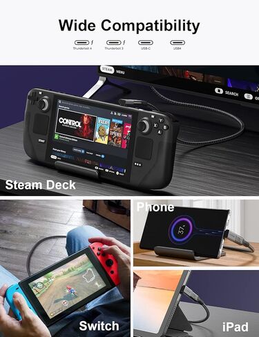 XAOSUN USB C 90 Degree Adapter 2 Pack, 240W 40Gbps USBC Angle adapters, Thunderbolt 4 Right Angle Adapter Compatible with Steam Deck, ROG Ally, MacBook, Switch, iPhone 17 16/15 in Kuwait