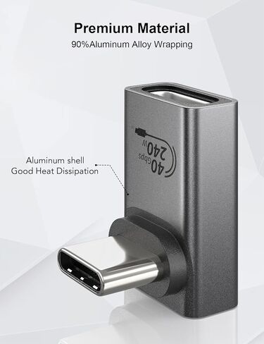 XAOSUN USB C 90 Degree Adapter 2 Pack, 240W 40Gbps USBC Angle adapters, Thunderbolt 4 Right Angle Adapter Compatible with Steam Deck, ROG Ally, MacBook, Switch, iPhone 17 16/15 in Kuwait