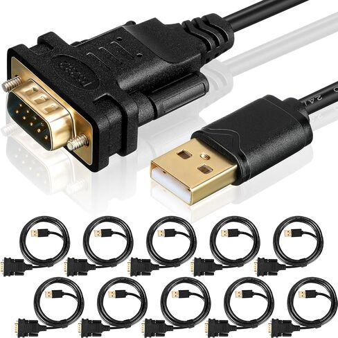 Kanayu 10 قطع USB 2.0 إلى RS232 محول تسلسلي USB 2.0 إلى ذكر DB9 9 دبوس كابل محول مع شريحتين بطول 6 أقدام متوافق مع نظام التشغيل Windows/Mac للمودم والماسح الضوئي والكاميرات الرقمية والطابعة in Kuwait