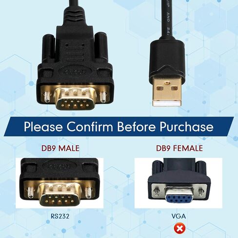 Kanayu 10 قطع USB 2.0 إلى RS232 محول تسلسلي USB 2.0 إلى ذكر DB9 9 دبوس كابل محول مع شريحتين بطول 6 أقدام متوافق مع نظام التشغيل Windows/Mac للمودم والماسح الضوئي والكاميرات الرقمية والطابعة in Kuwait